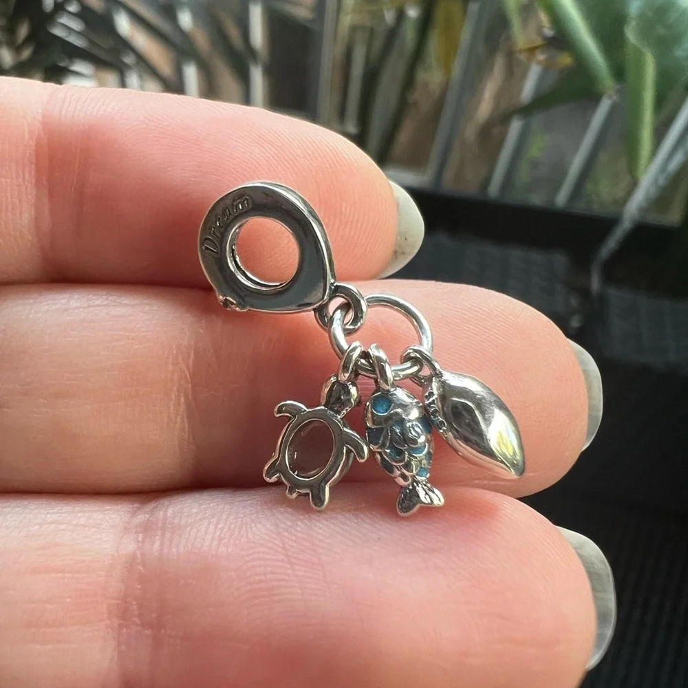 Fish, Sea Turtle & Conch Triple Dangle Charm
